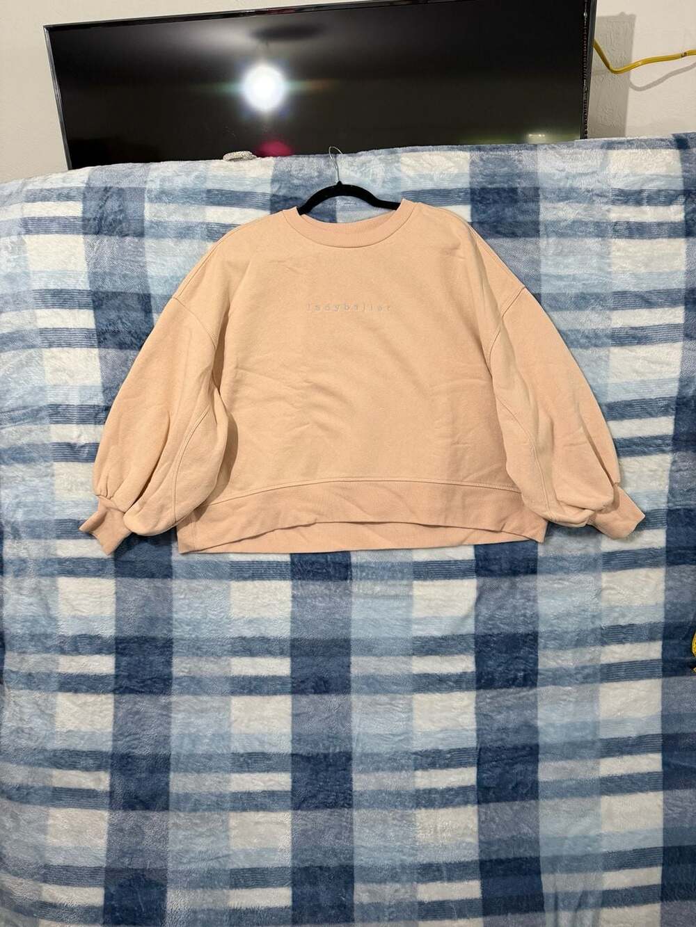 Zenana Lady Baller Embroidered Balloon Sleeve Sweatshirt Size L